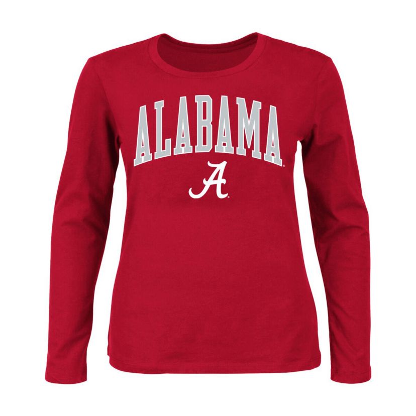 Alabama Crimson Tide NCAA Alabama Tide Plus Size Arch Over Logo Scoop Neck Long Sleeve T-Shirt