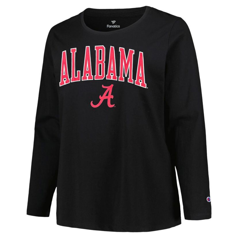 Alabama Crimson Tide NCAA Alabama Tide Plus Size Arch Over Logo Scoop Neck Long Sleeve T-Shirt