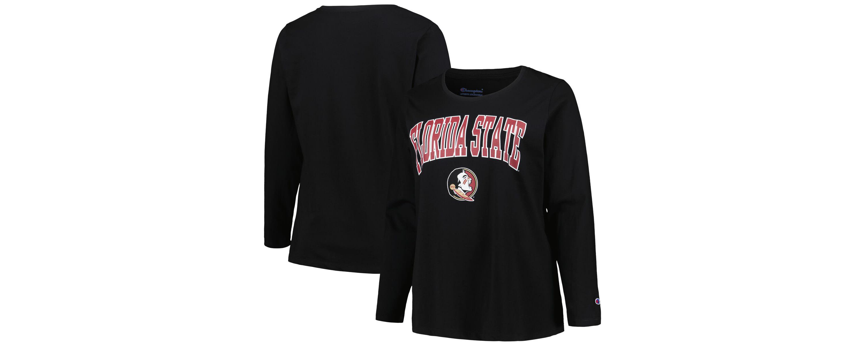NCAA Florida State Seminoles Plus Size Arch Over Logo Scoop Neck Long Sleeve T-Shirt