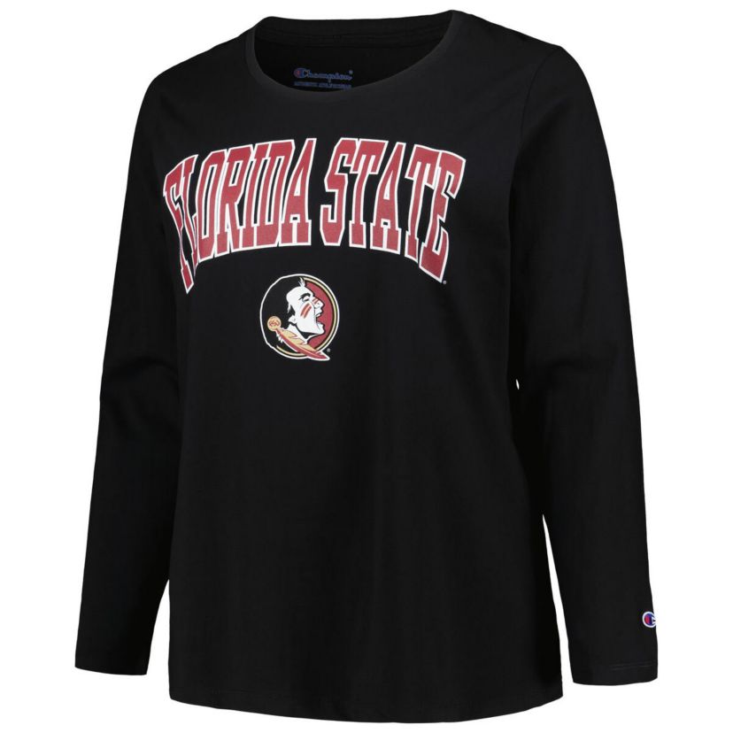 NCAA Florida State Seminoles Plus Size Arch Over Logo Scoop Neck Long Sleeve T-Shirt