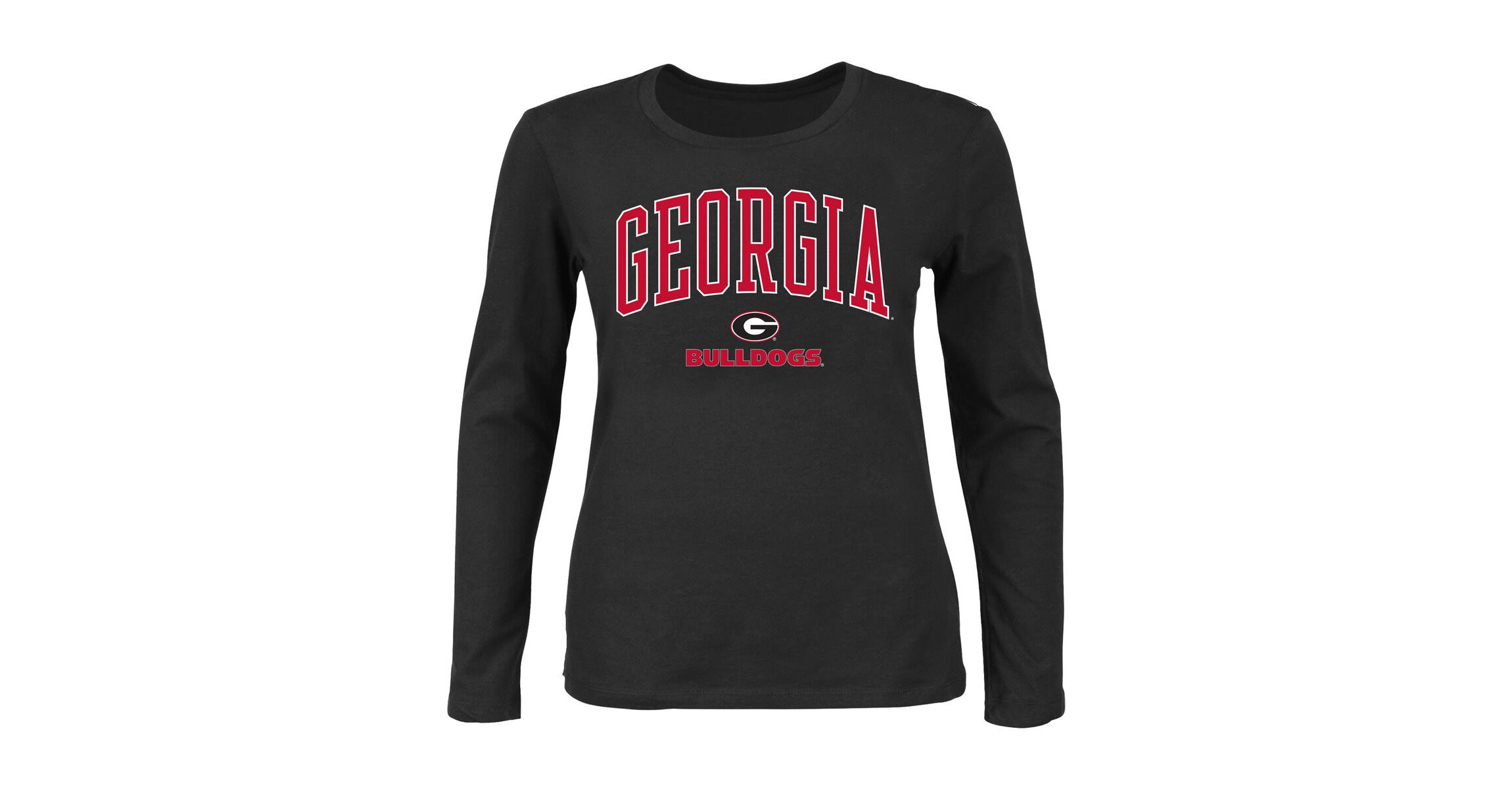 NCAA Georgia Bulldogs Plus Size Arch Over Logo Scoop Neck Long Sleeve T-Shirt