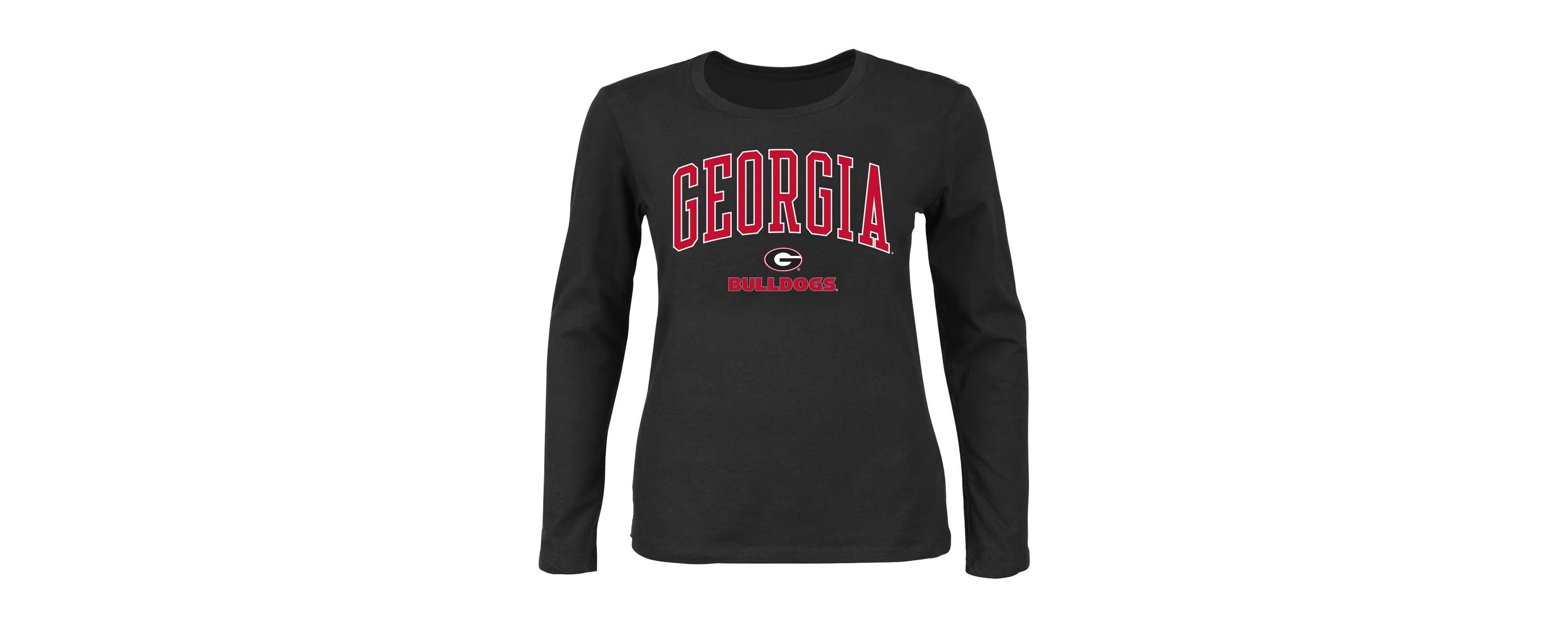 NCAA Georgia Bulldogs Plus Size Arch Over Logo Scoop Neck Long Sleeve T-Shirt
