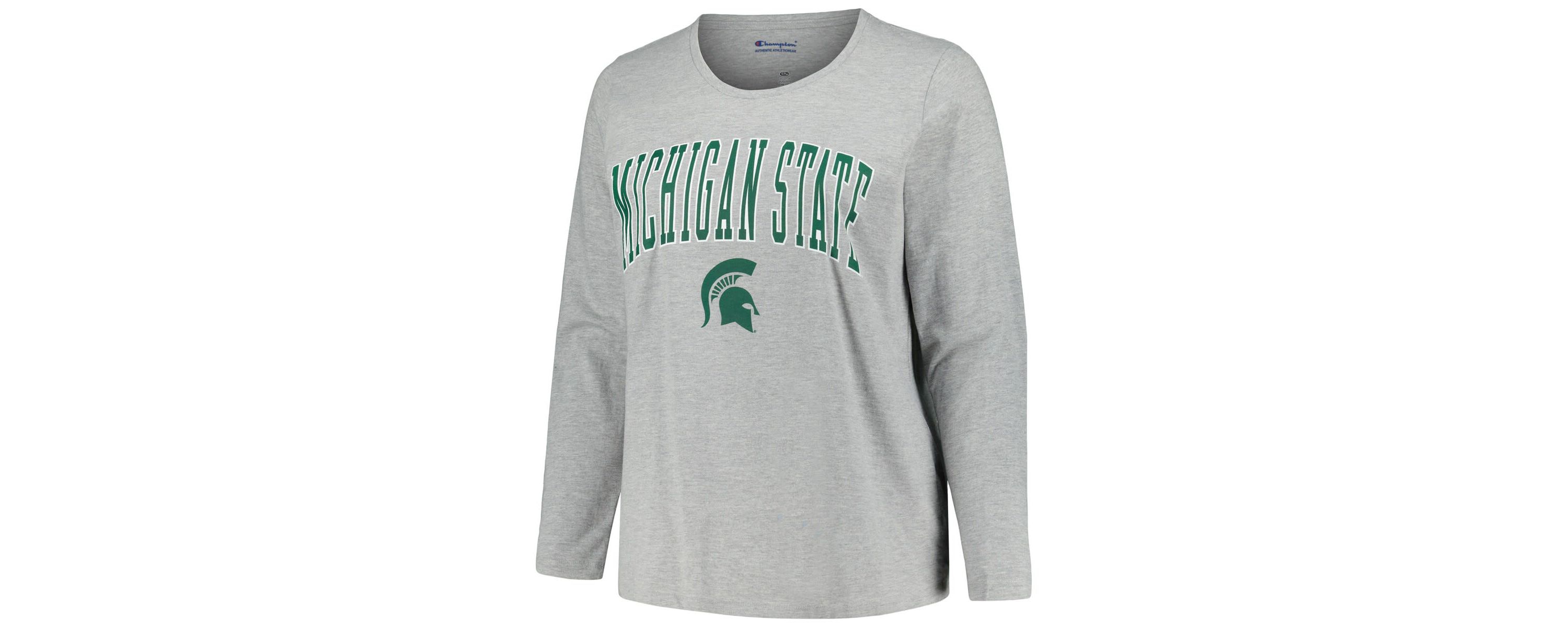 NCAA Michigan State Spartans Plus Size Arch Over Logo Scoop Neck Long Sleeve T-Shirt