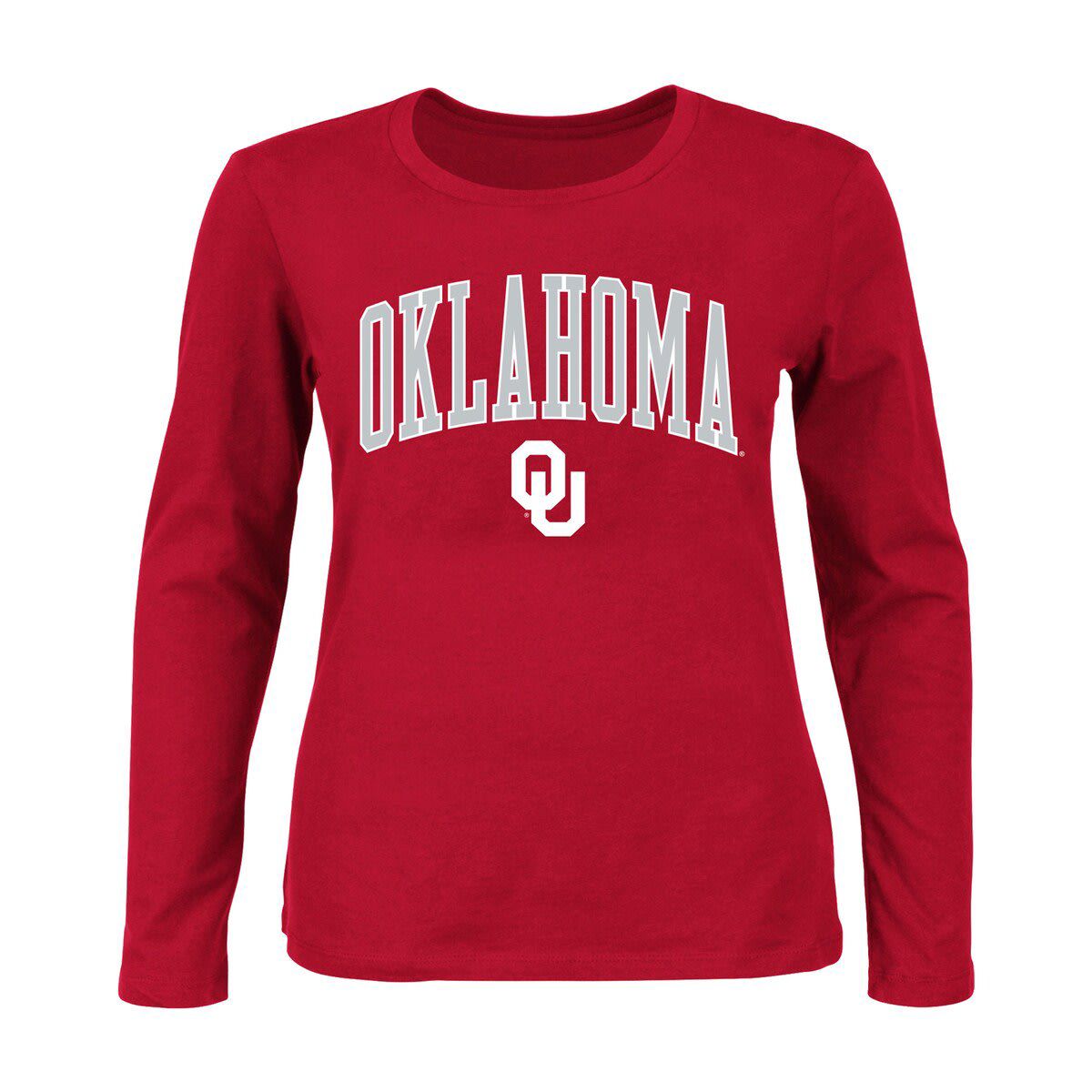 NCAA Oklahoma Sooners Plus Size Arch Over Logo Scoop Neck Long Sleeve T-Shirt
