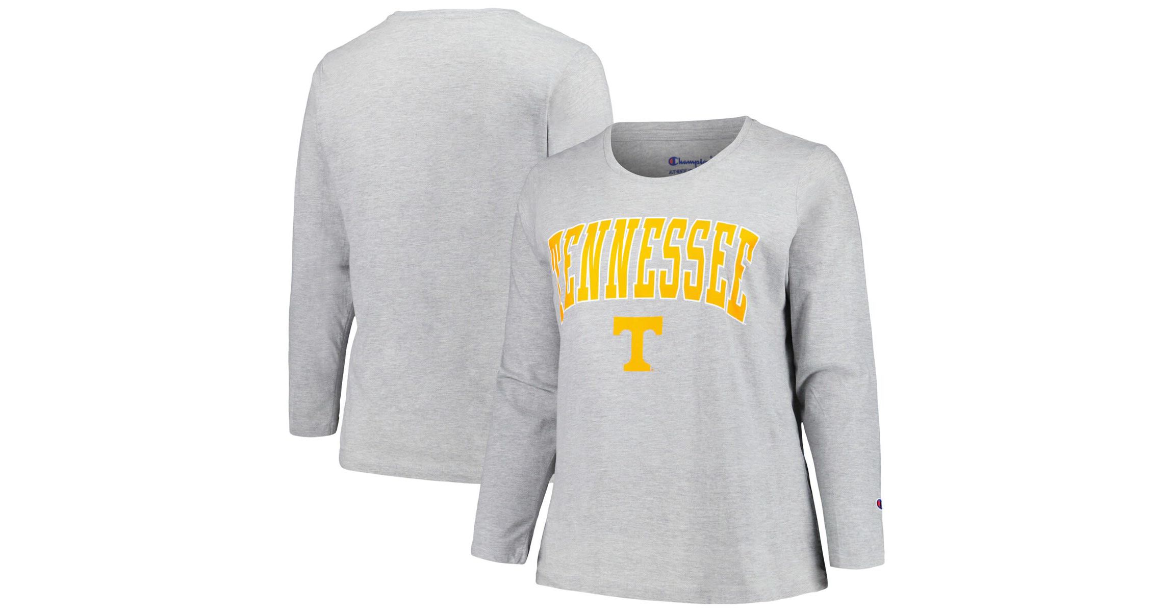 NCAA Tennessee Volunteers Plus Size Arch Over Logo Scoop Neck Long Sleeve T-Shirt