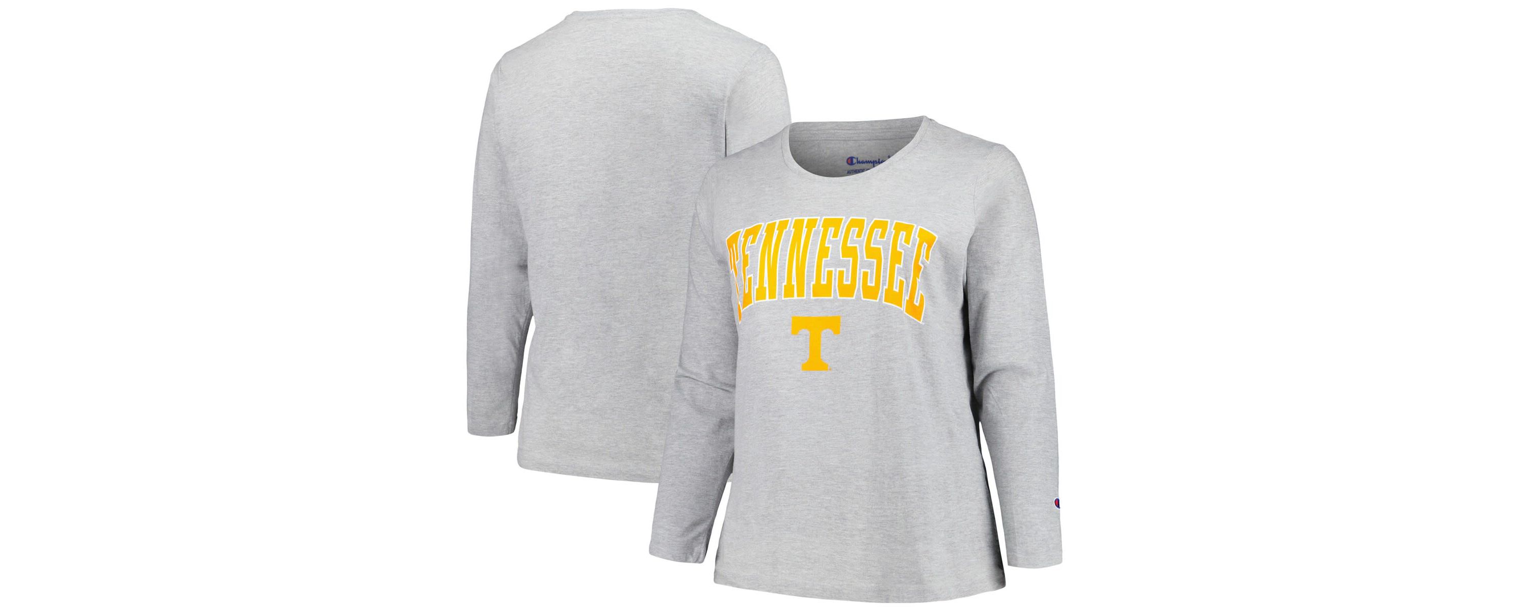 NCAA Tennessee Volunteers Plus Size Arch Over Logo Scoop Neck Long Sleeve T-Shirt