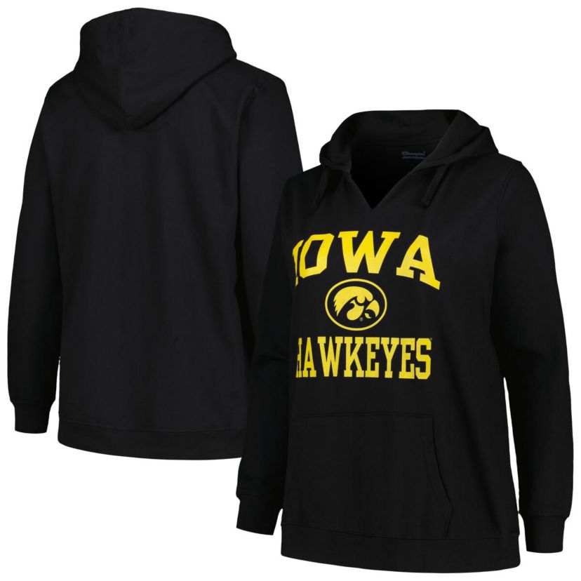 NCAA Iowa Hawkeyes Plus Size Heart & Soul Notch Neck Pullover