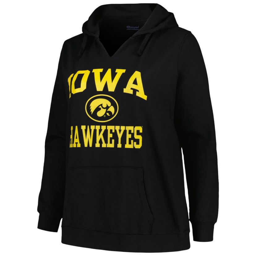 NCAA Iowa Hawkeyes Plus Size Heart & Soul Notch Neck Pullover