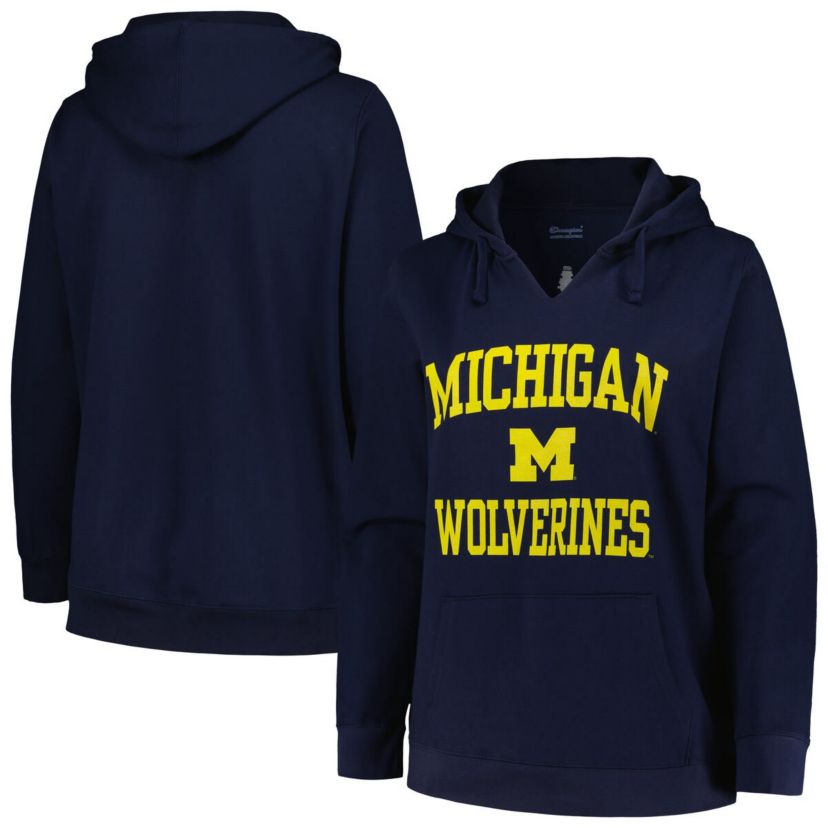 NCAA Michigan Wolverines Plus Size Heart & Soul Notch Neck Pullover