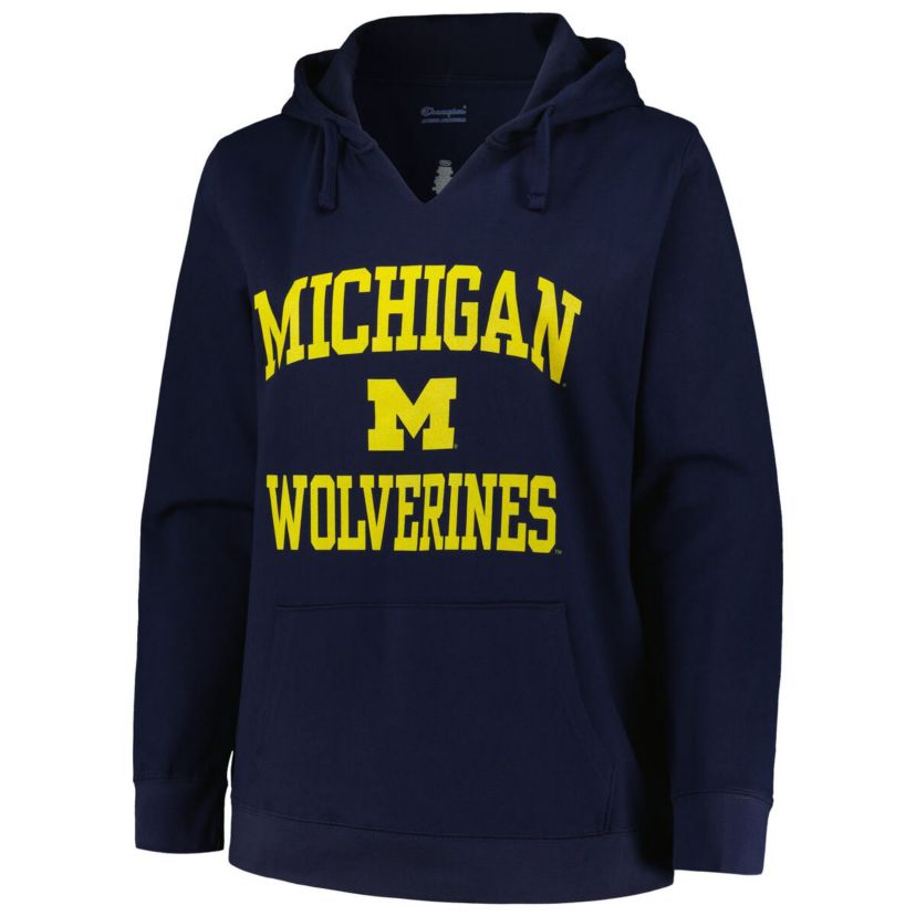 NCAA Michigan Wolverines Plus Size Heart & Soul Notch Neck Pullover