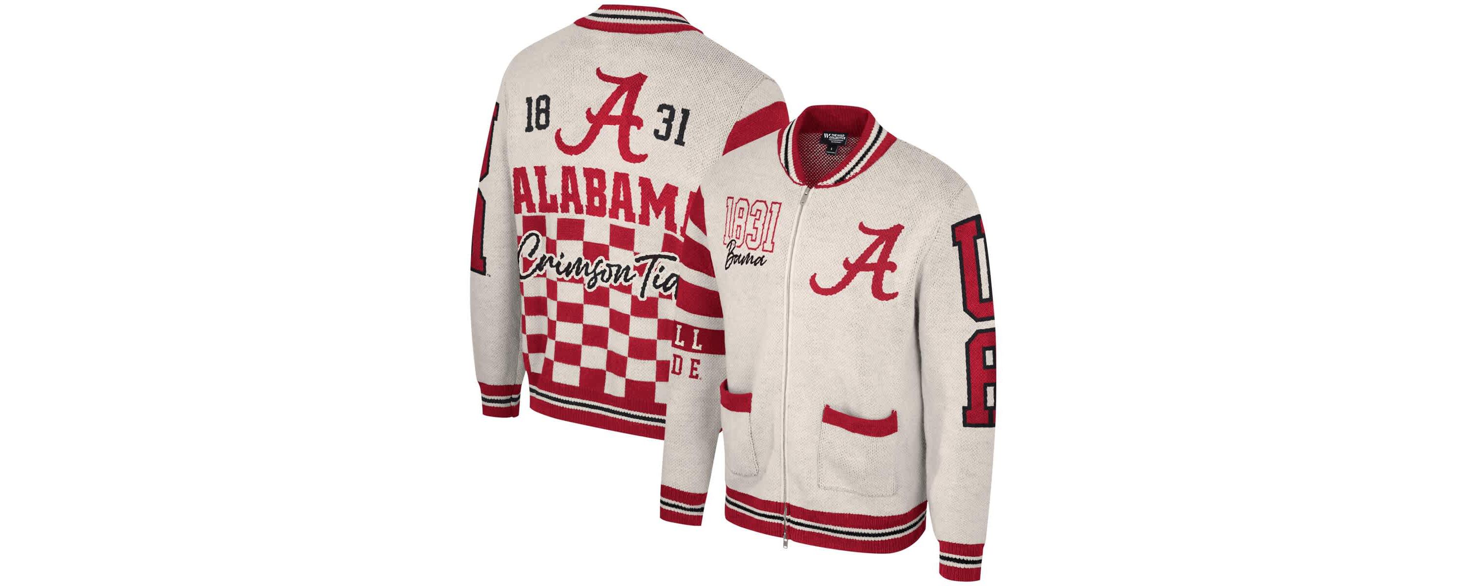 Alabama Crimson Tide NCAA Unisex Alabama Tide Wild Collective Full-Zip Jacquard Sweater
