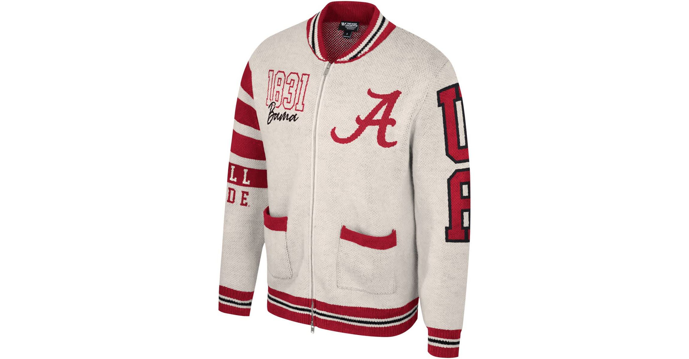 Alabama Crimson Tide NCAA Unisex Alabama Tide Wild Collective Full-Zip Jacquard Sweater