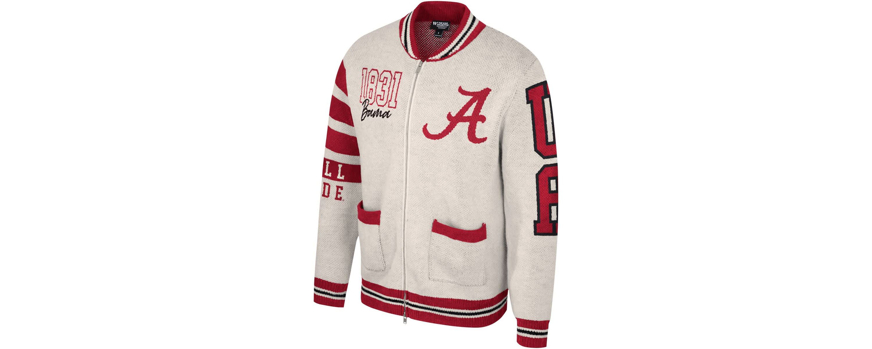 Alabama Crimson Tide NCAA Unisex Alabama Tide Wild Collective Full-Zip Jacquard Sweater