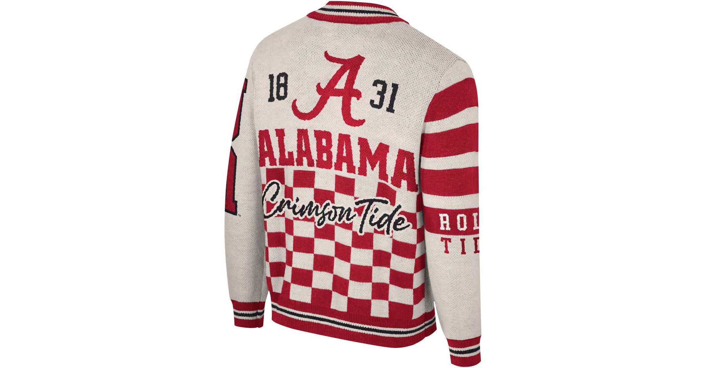 Alabama Crimson Tide NCAA Unisex Alabama Tide Wild Collective Full-Zip Jacquard Sweater