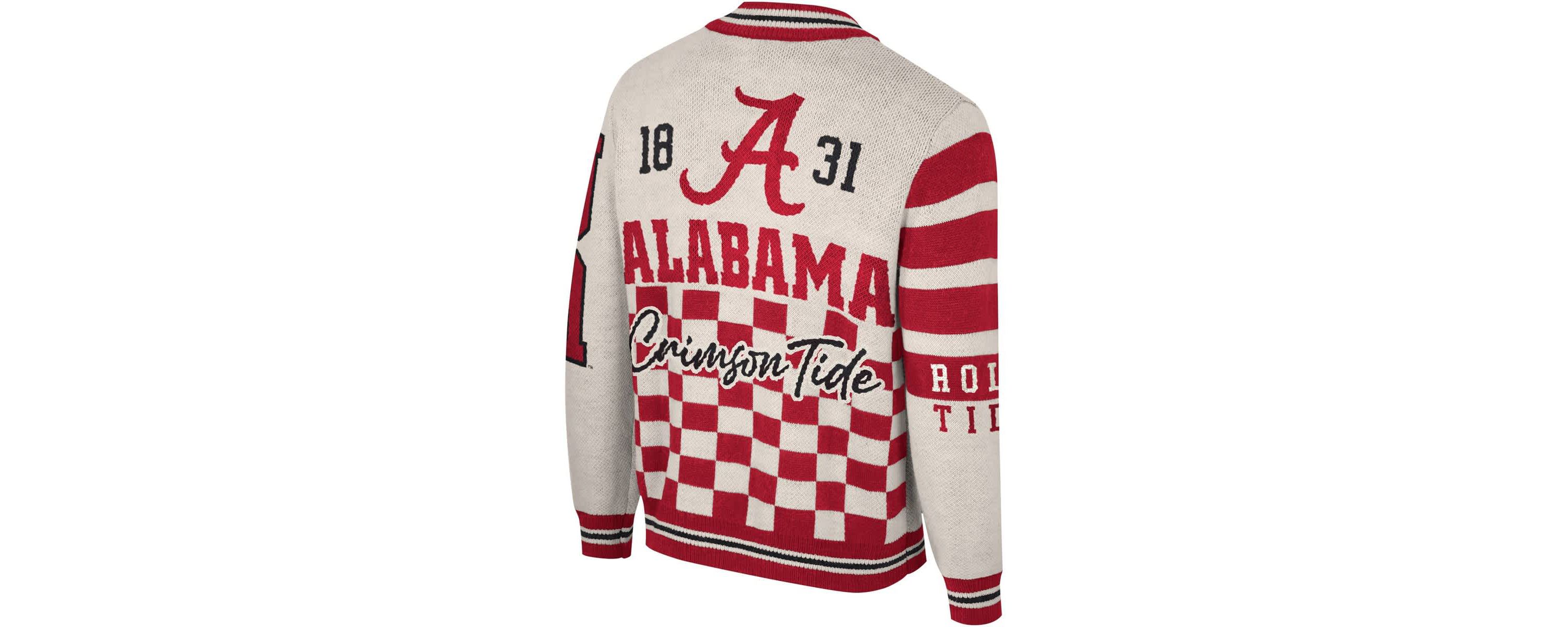 Alabama Crimson Tide NCAA Unisex Alabama Tide Wild Collective Full-Zip Jacquard Sweater