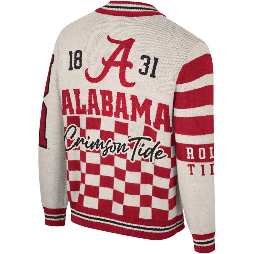 Alabama Crimson Tide NCAA Unisex Alabama Tide Wild Collective Full-Zip Jacquard Sweater