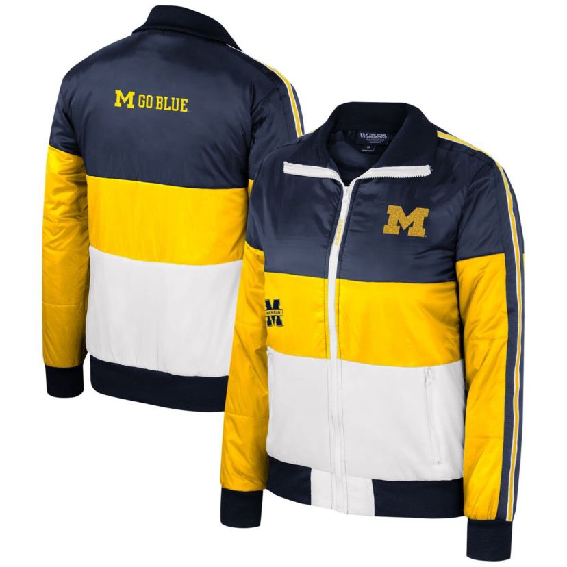 NCAA Michigan Wolverines Color-Block Puffer Full-Zip Jacket