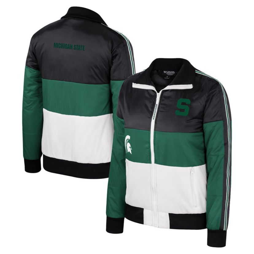 NCAA Michigan State Spartans Color-Block Puffer Full-Zip Jacket