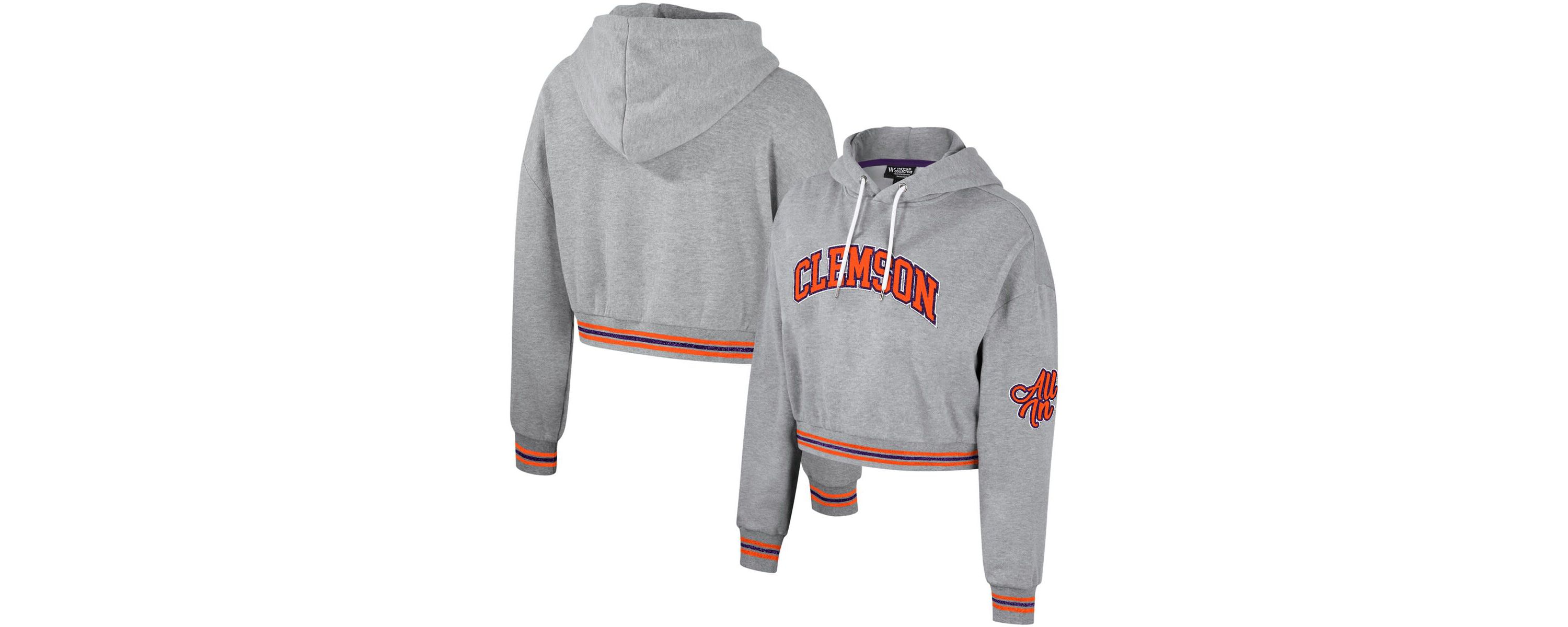 NCAA Clemson Tigers Cropped Shimmer Pullover Hoodie
