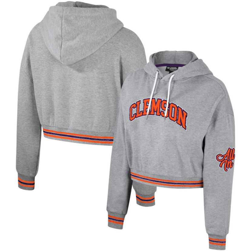 NCAA Clemson Tigers Cropped Shimmer Pullover Hoodie
