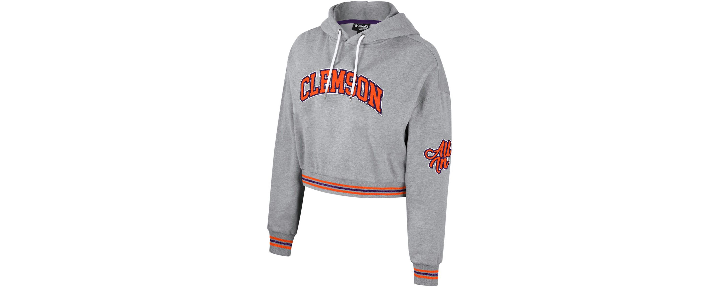 NCAA Clemson Tigers Cropped Shimmer Pullover Hoodie