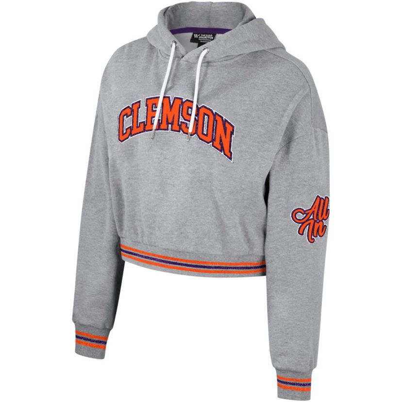 NCAA Clemson Tigers Cropped Shimmer Pullover Hoodie