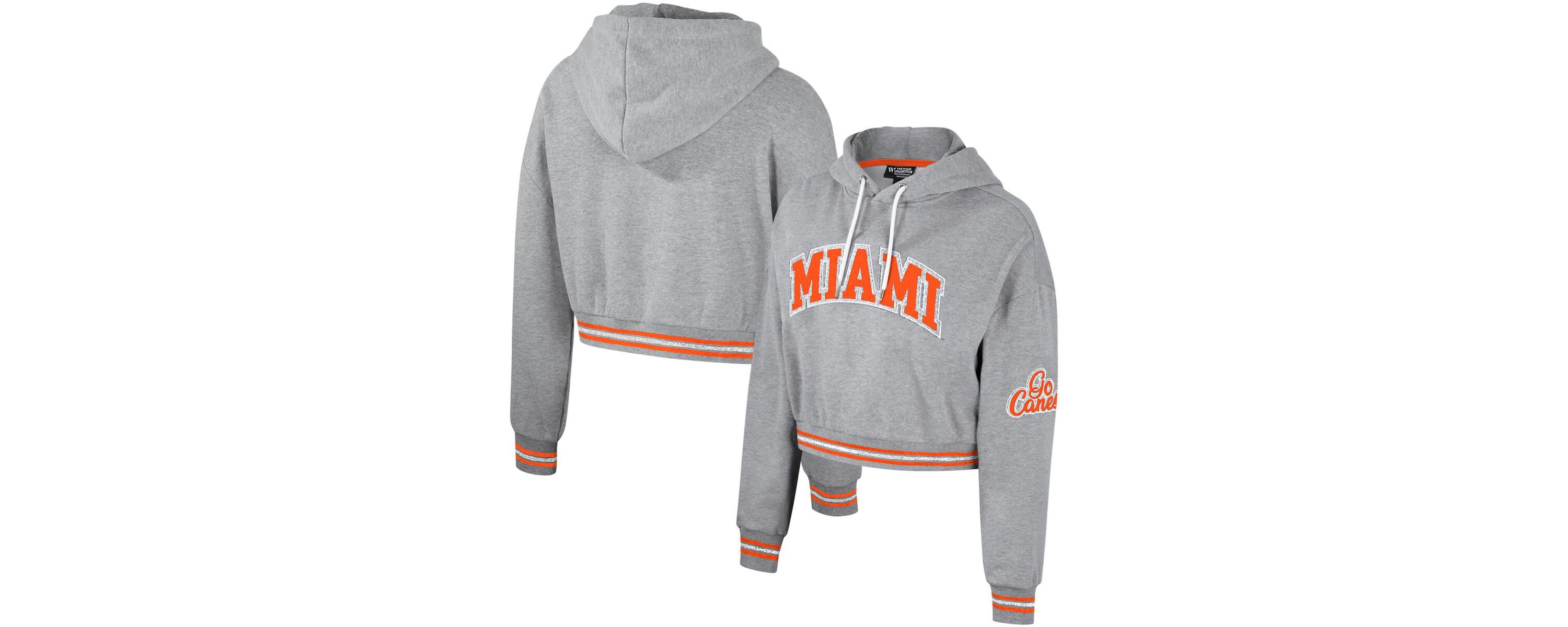 Miami (FL) Hurricanes NCAA Miami Hurricanes Cropped Shimmer Pullover Hoodie
