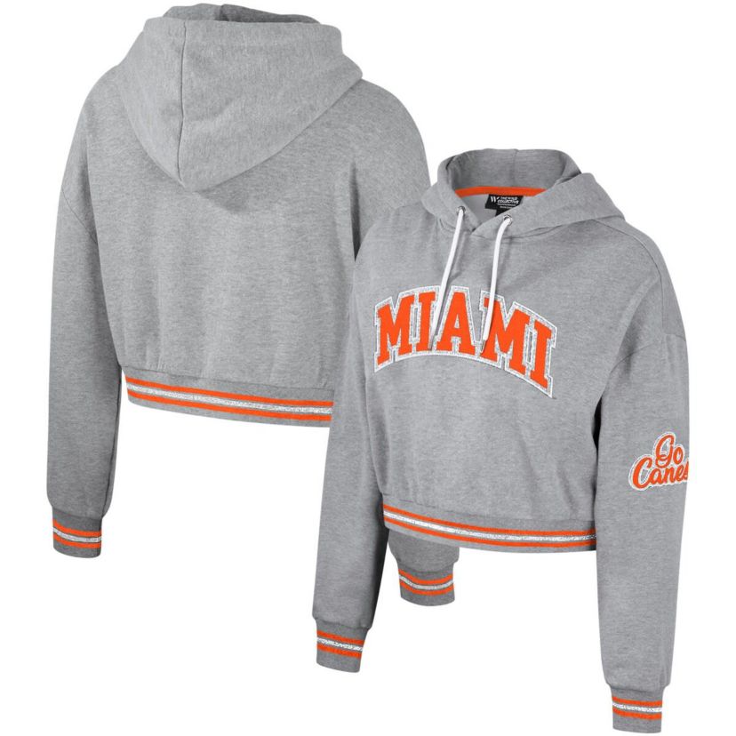 Miami (FL) Hurricanes NCAA Miami Hurricanes Cropped Shimmer Pullover Hoodie