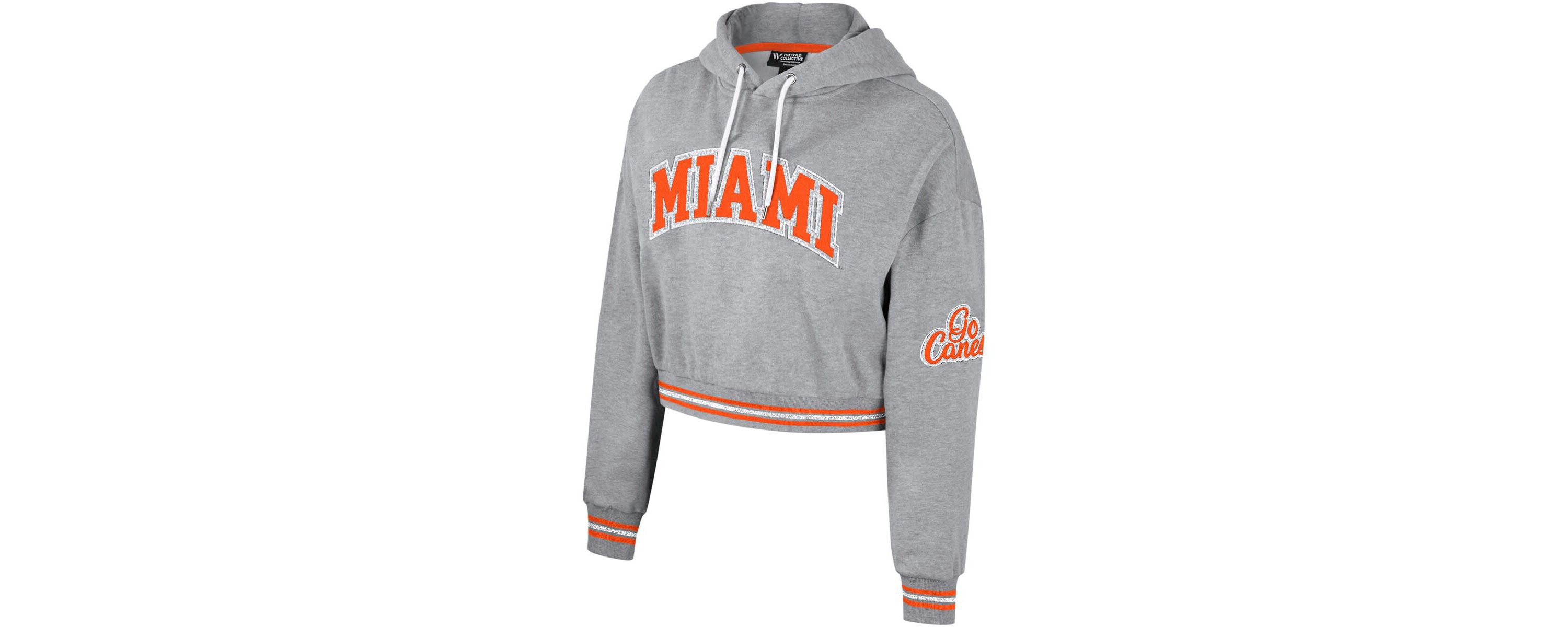 Miami (FL) Hurricanes NCAA Miami Hurricanes Cropped Shimmer Pullover Hoodie