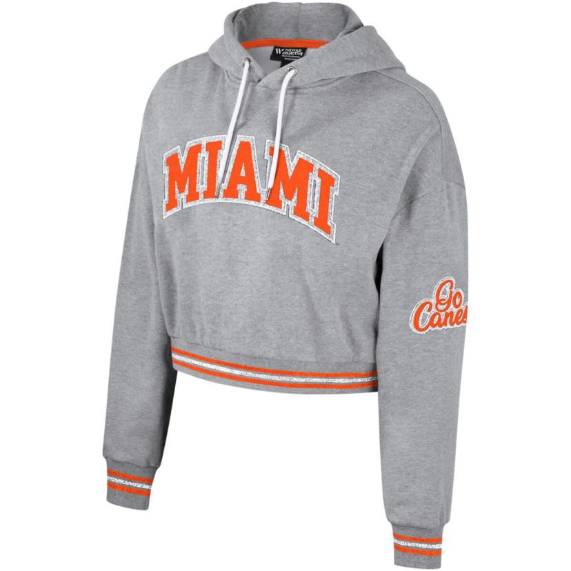 Miami (FL) Hurricanes NCAA Miami Hurricanes Cropped Shimmer Pullover Hoodie