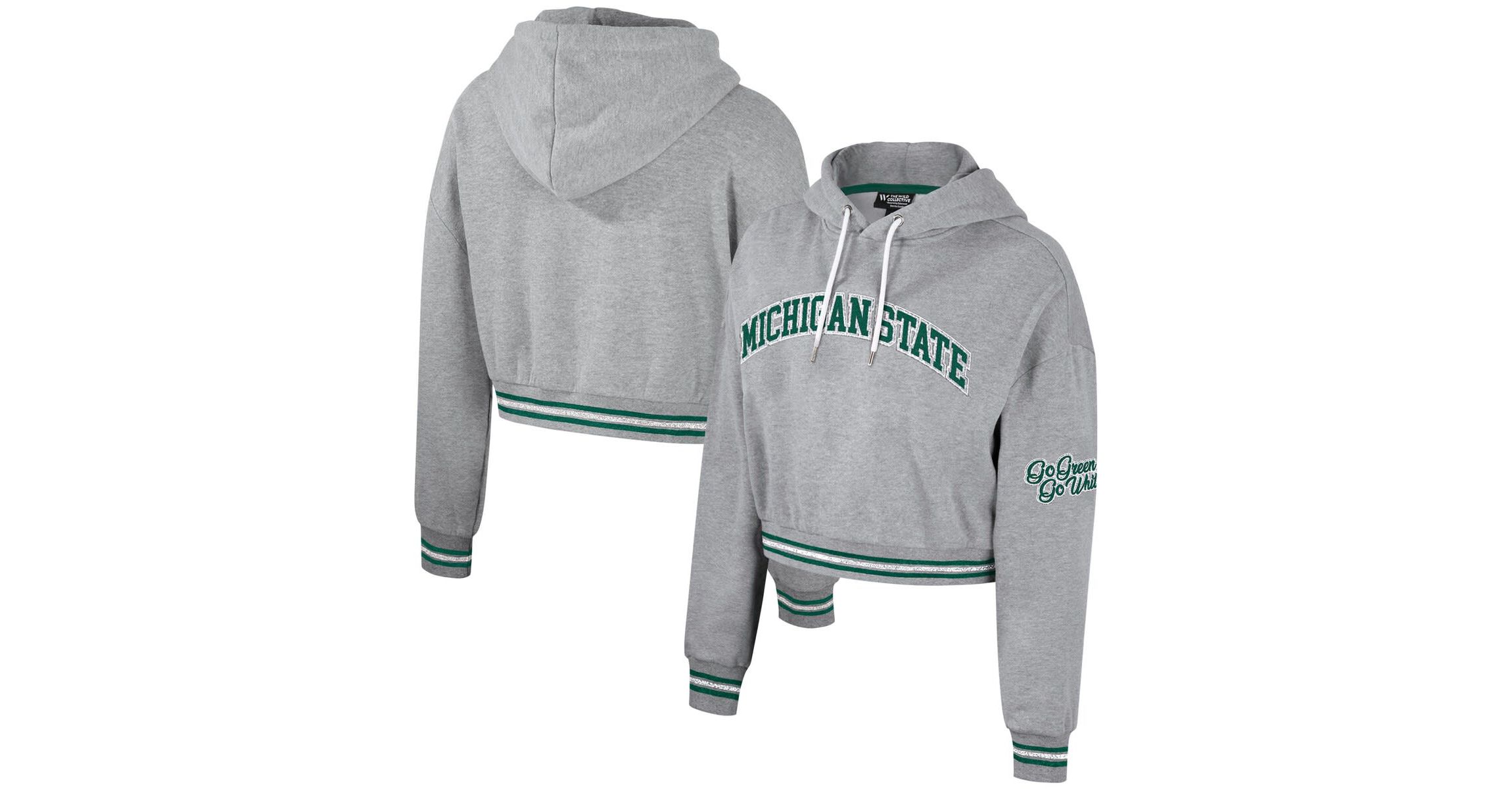 NCAA Michigan State Spartans Cropped Shimmer Pullover Hoodie