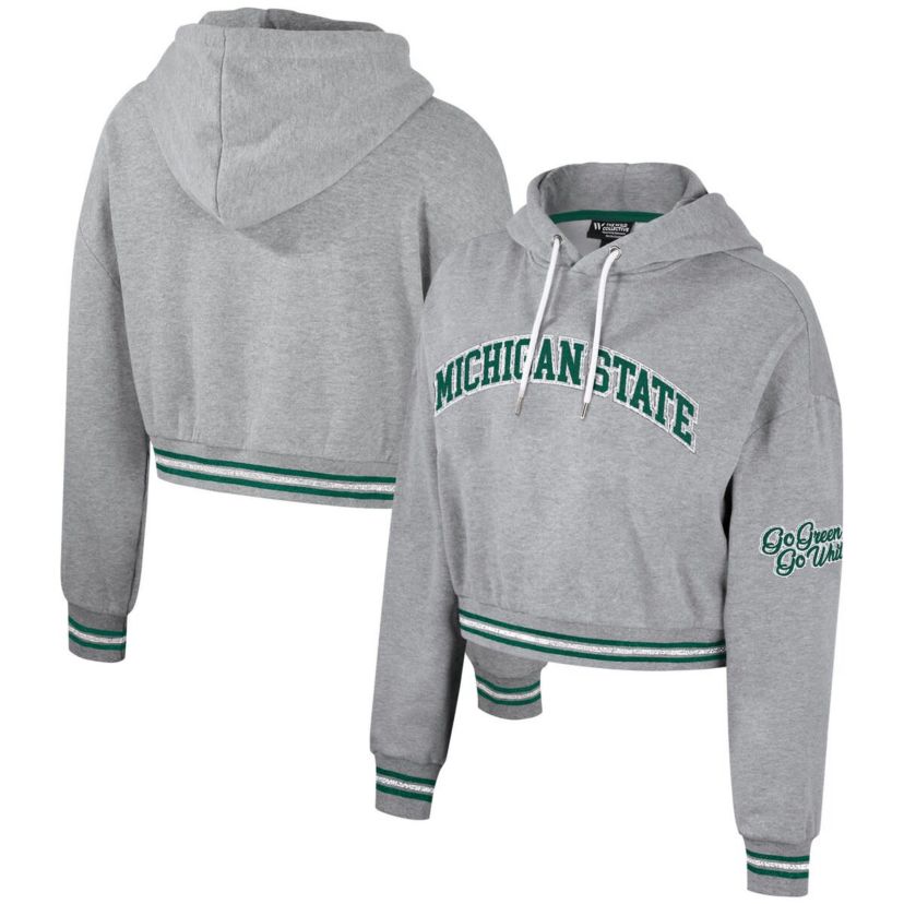 NCAA Michigan State Spartans Cropped Shimmer Pullover Hoodie