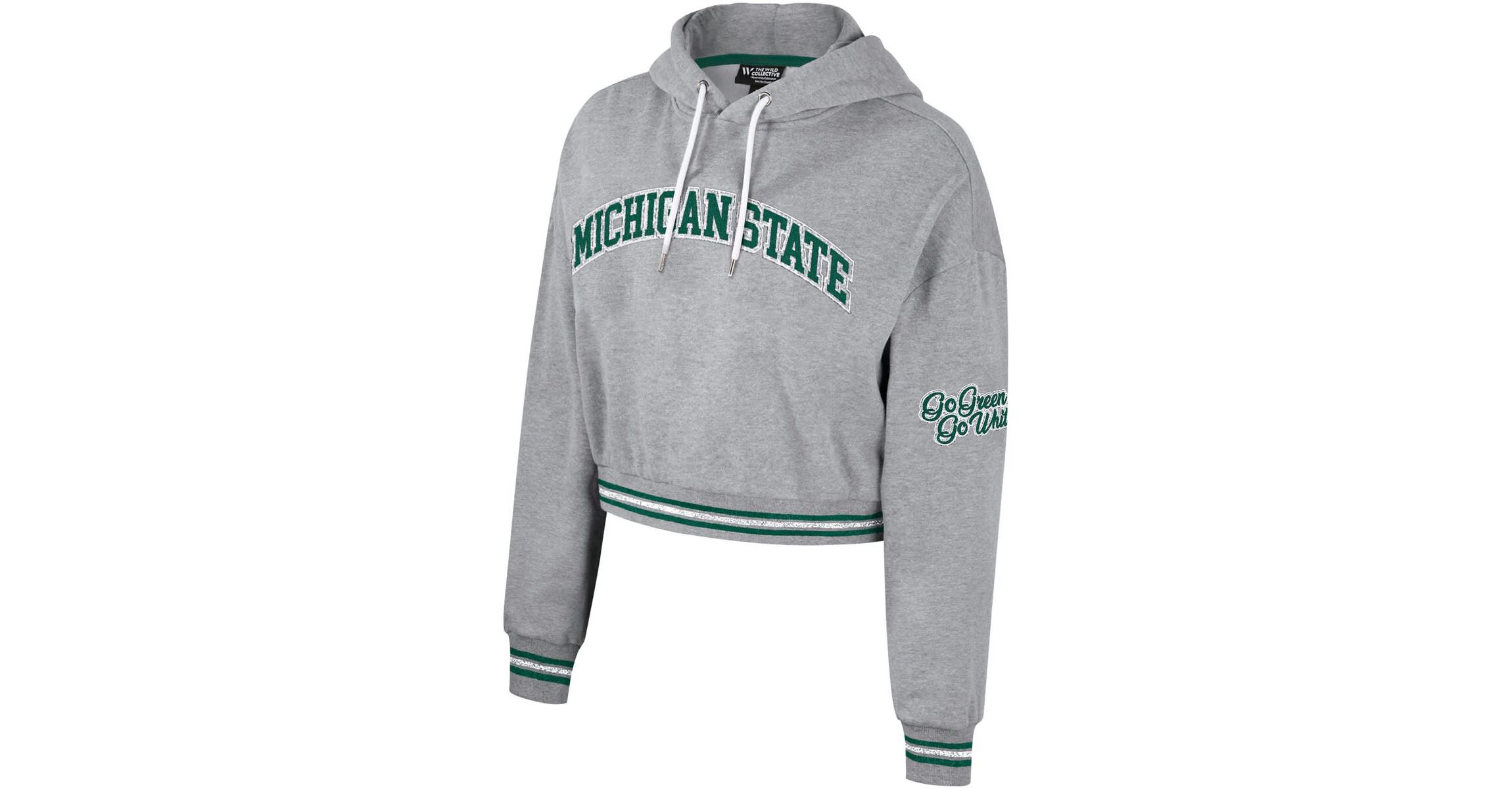 NCAA Michigan State Spartans Cropped Shimmer Pullover Hoodie