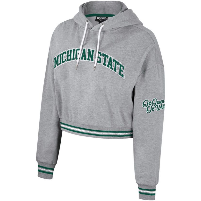 NCAA Michigan State Spartans Cropped Shimmer Pullover Hoodie