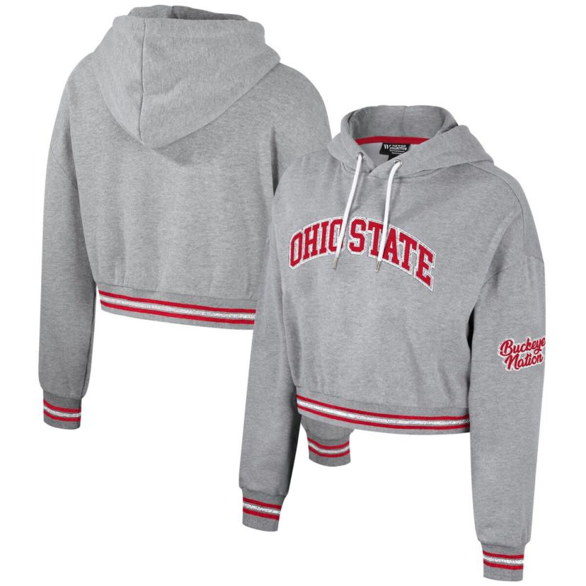NCAA Ohio State Buckeyes Cropped Shimmer Pullover Hoodie