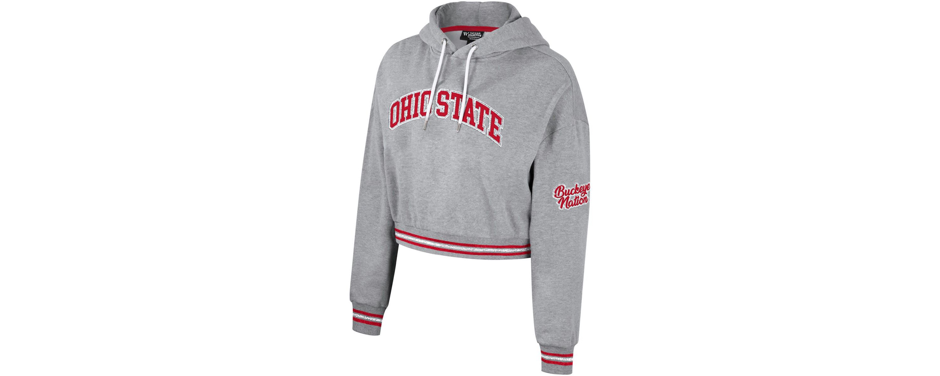 NCAA Ohio State Buckeyes Cropped Shimmer Pullover Hoodie