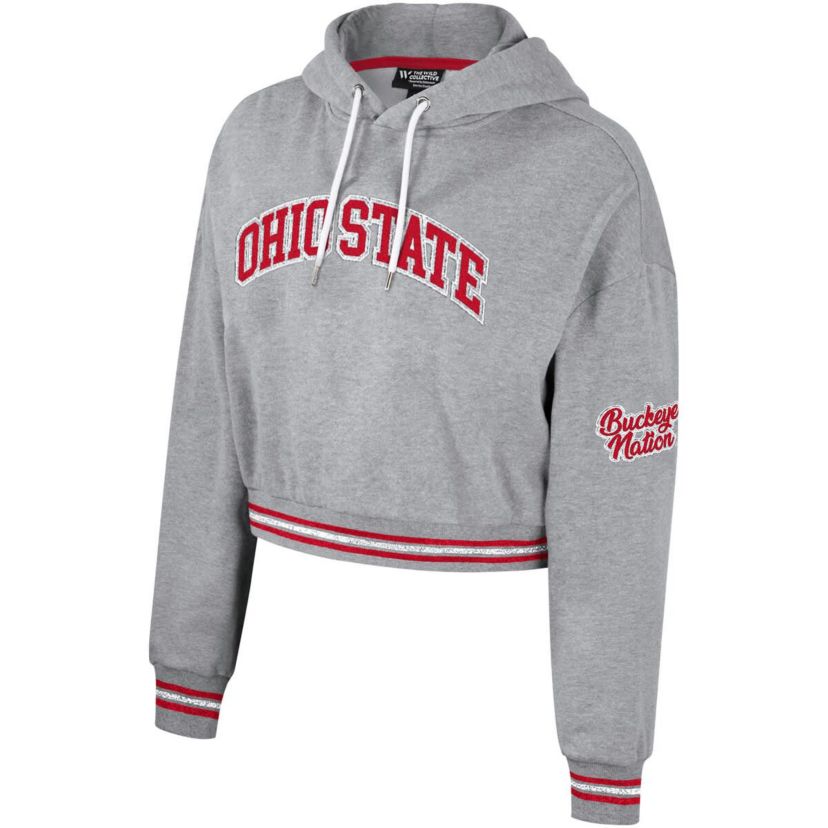NCAA Ohio State Buckeyes Cropped Shimmer Pullover Hoodie