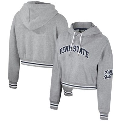 The Wild Collective NCAA Penn State Nittany Lions Cropped Shimmer Pullover Hoodie, Gray, XXL