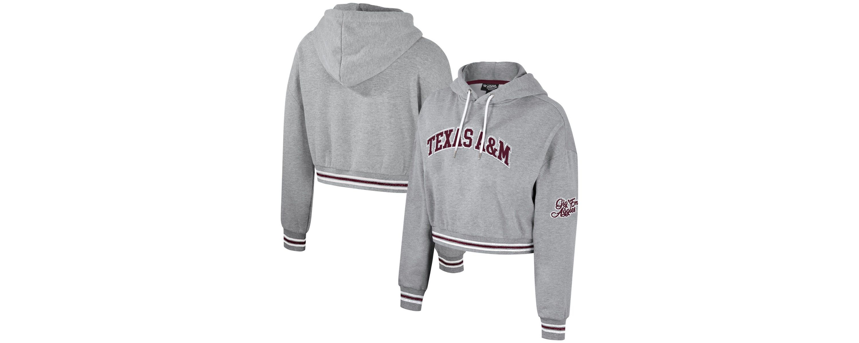 NCAA Texas A&M Aggies Cropped Shimmer Pullover Hoodie