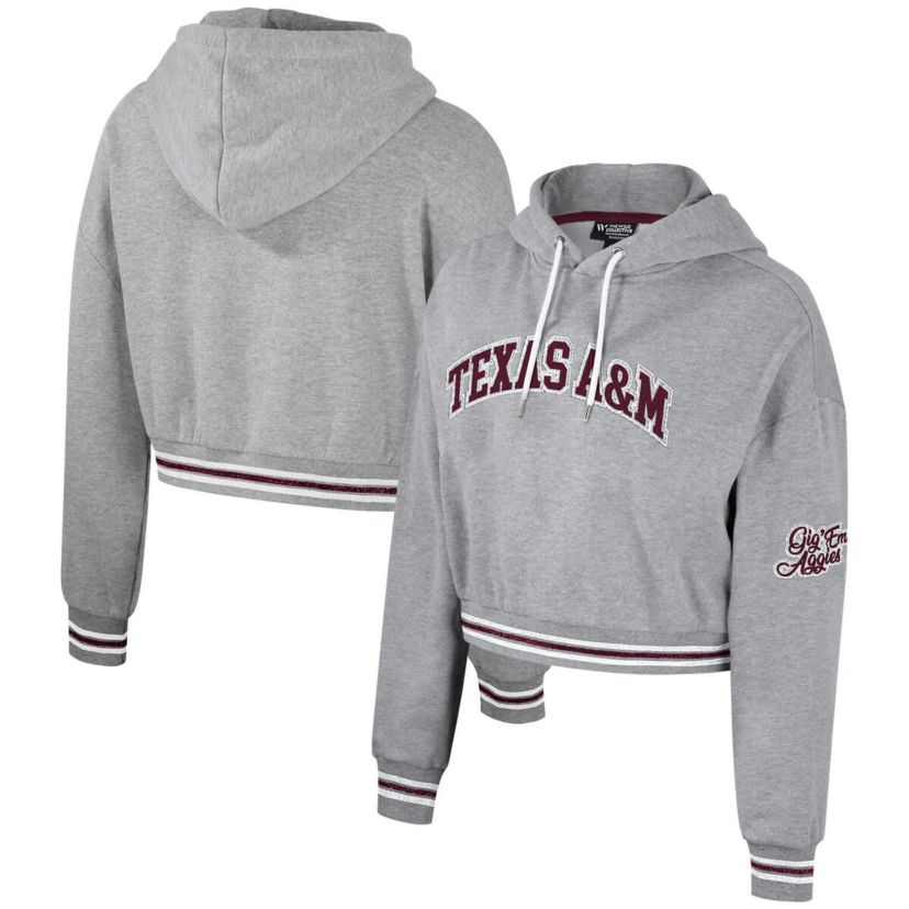 NCAA Texas A&M Aggies Cropped Shimmer Pullover Hoodie