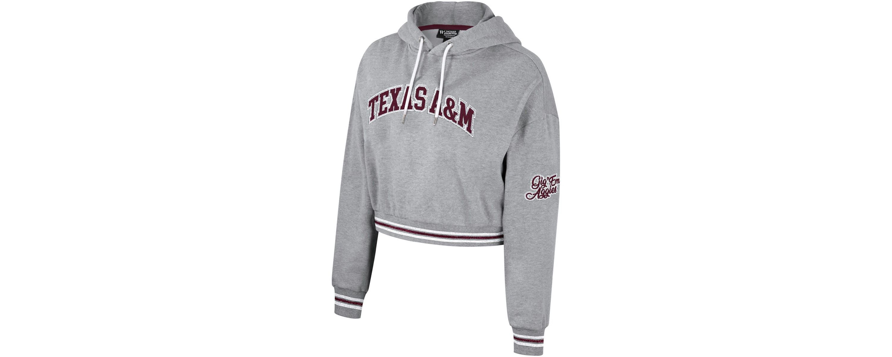 NCAA Texas A&M Aggies Cropped Shimmer Pullover Hoodie
