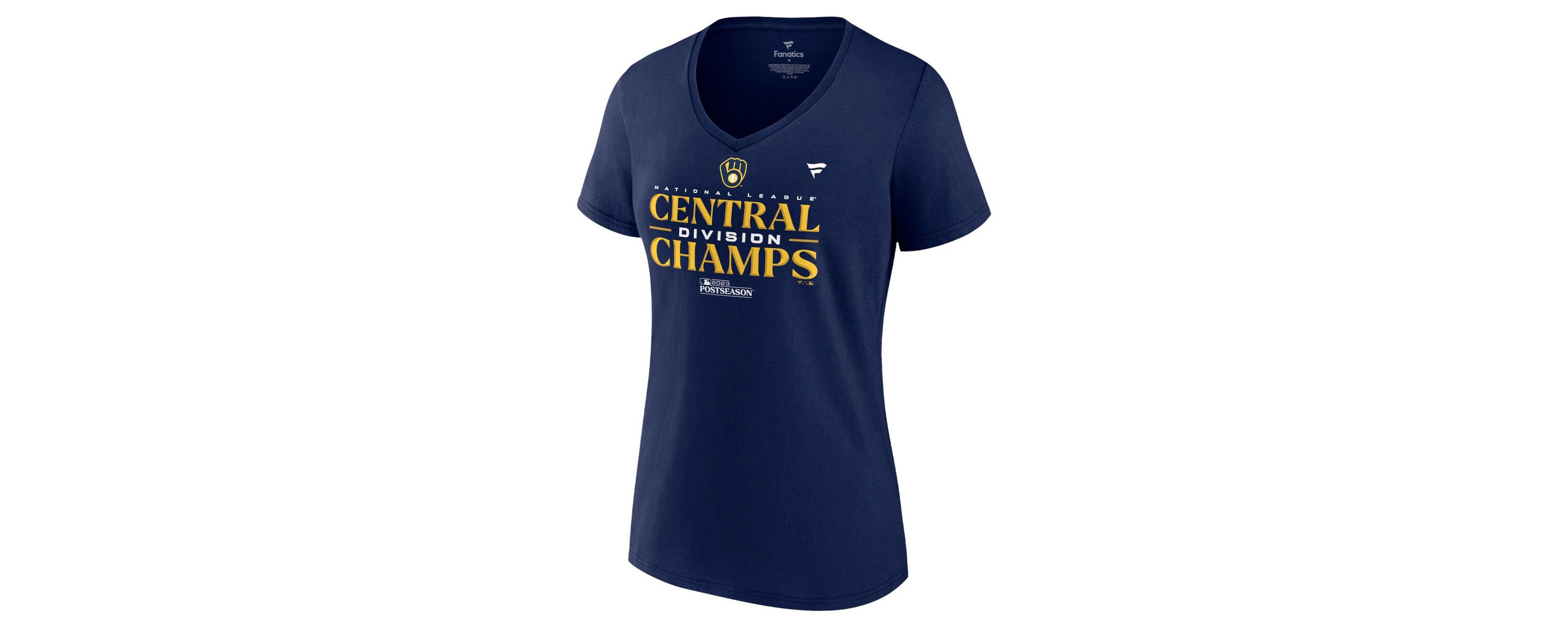 MLB Fanatics Milwaukee Brewers 2023 NL Central Division s Locker Room V-Neck T-Shirt