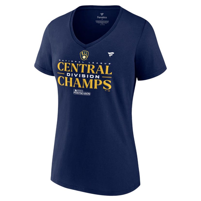 MLB Fanatics Milwaukee Brewers 2023 NL Central Division s Locker Room V-Neck T-Shirt
