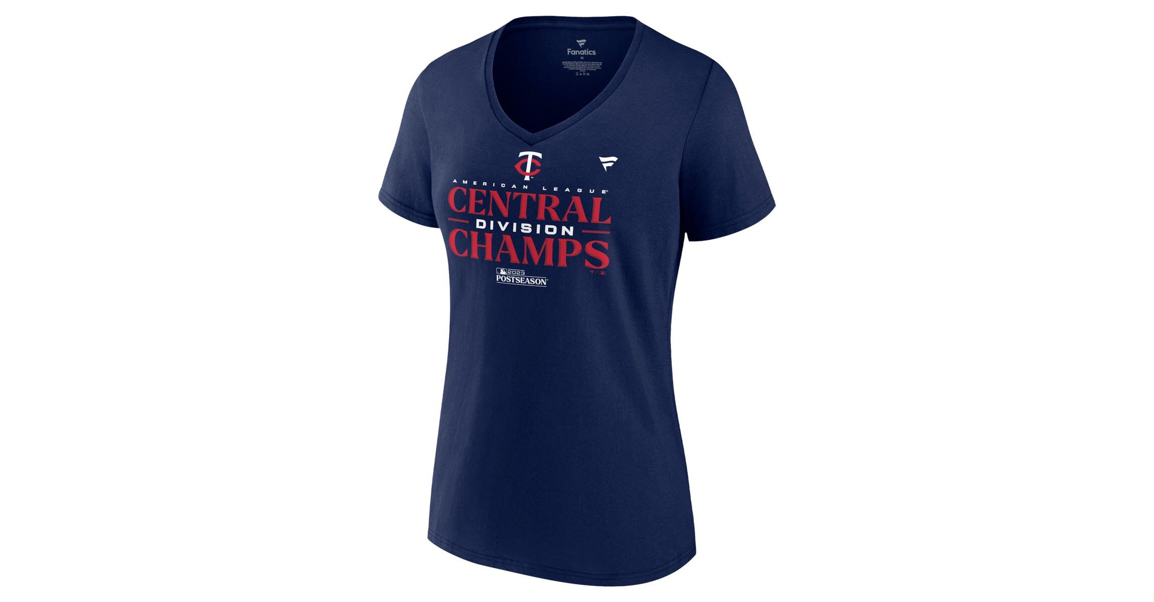 MLB Fanatics Minnesota Twins 2023 AL Central Division s Locker Room V-Neck T-Shirt