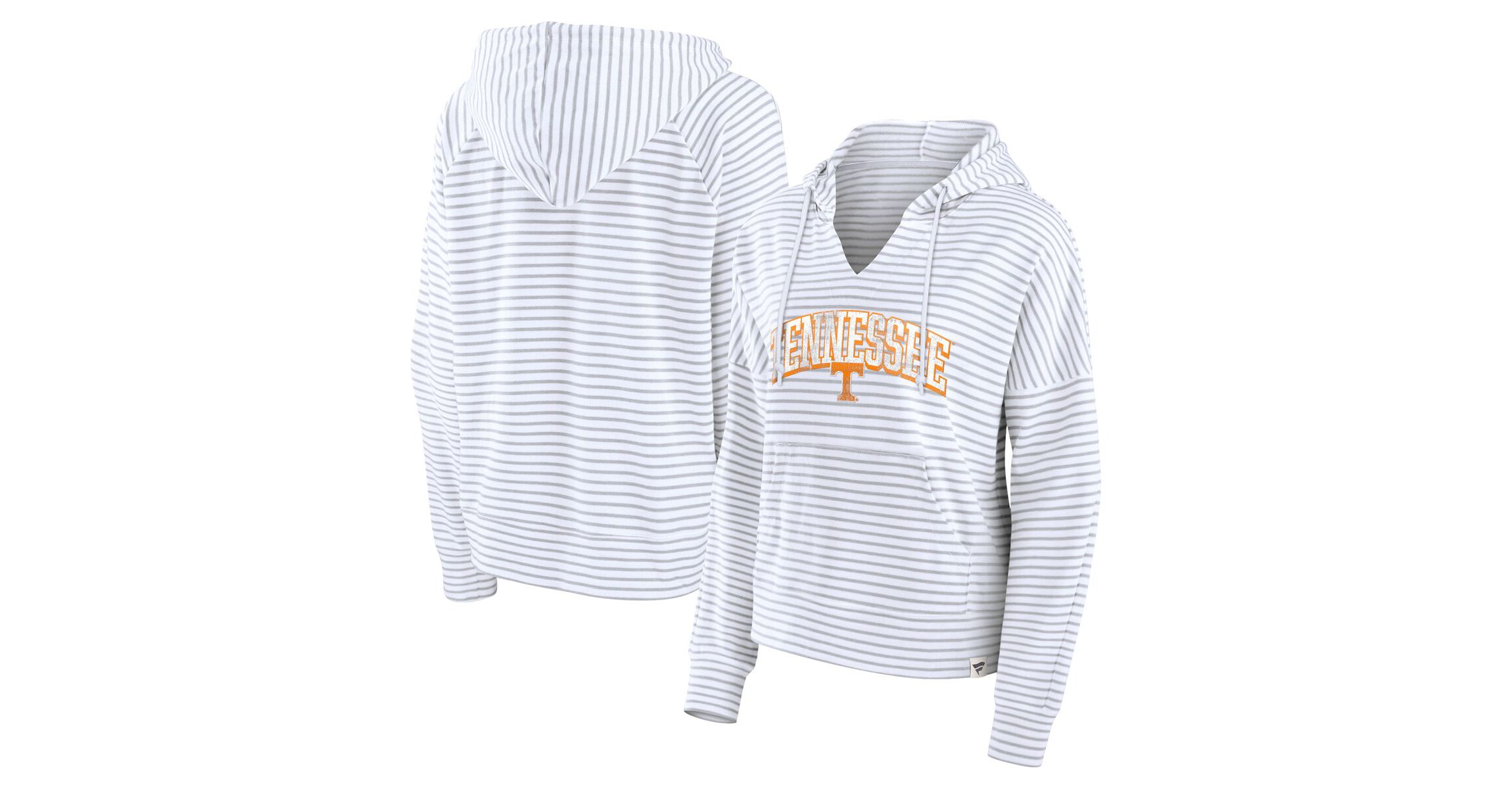 NCAA Fanatics Tennessee Volunteers Arch Logo Striped Notch Neck Pullover Hoodie