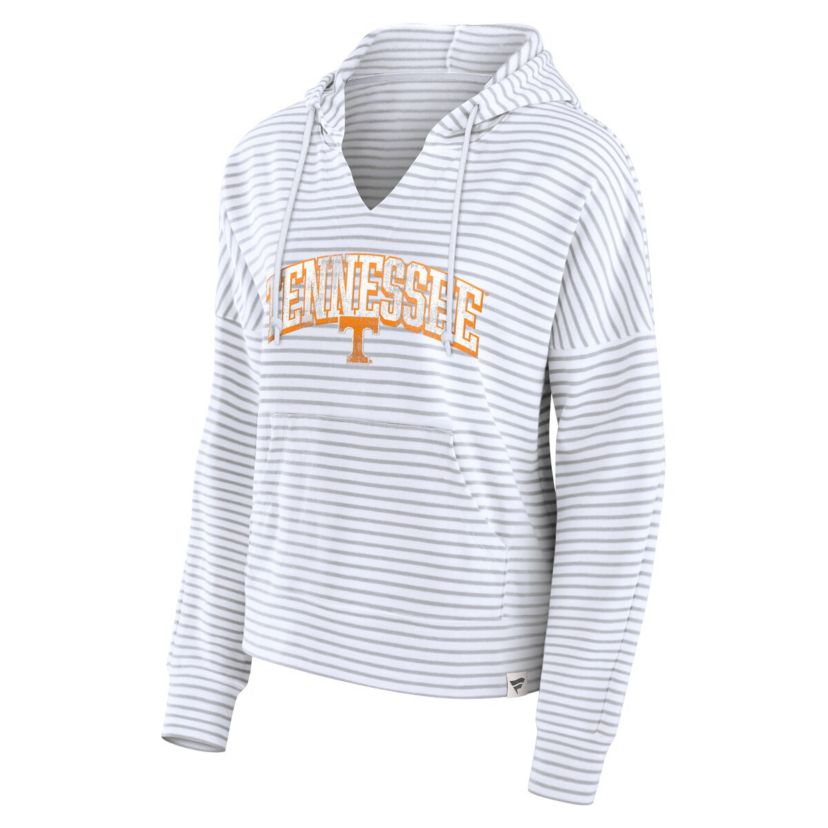 NCAA Fanatics Tennessee Volunteers Arch Logo Striped Notch Neck Pullover Hoodie