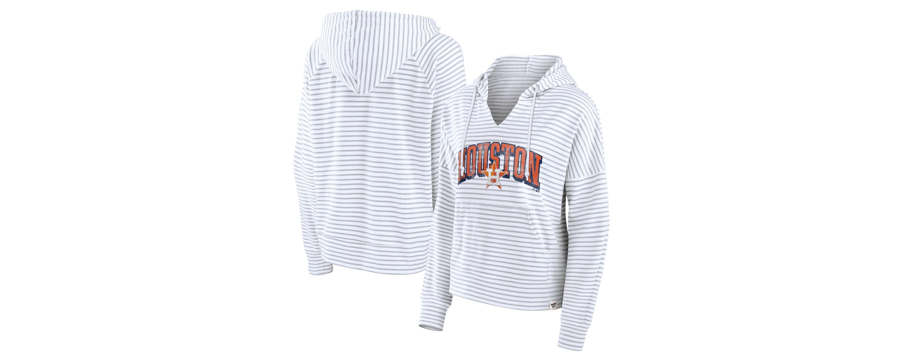 MLB Fanatics Houston Astros Striped Fundamentals Notch Neck Pullover Hoodie