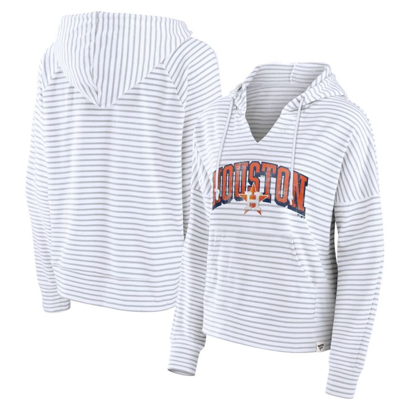MLB Fanatics Houston Astros Striped Fundamentals Notch Neck Pullover Hoodie