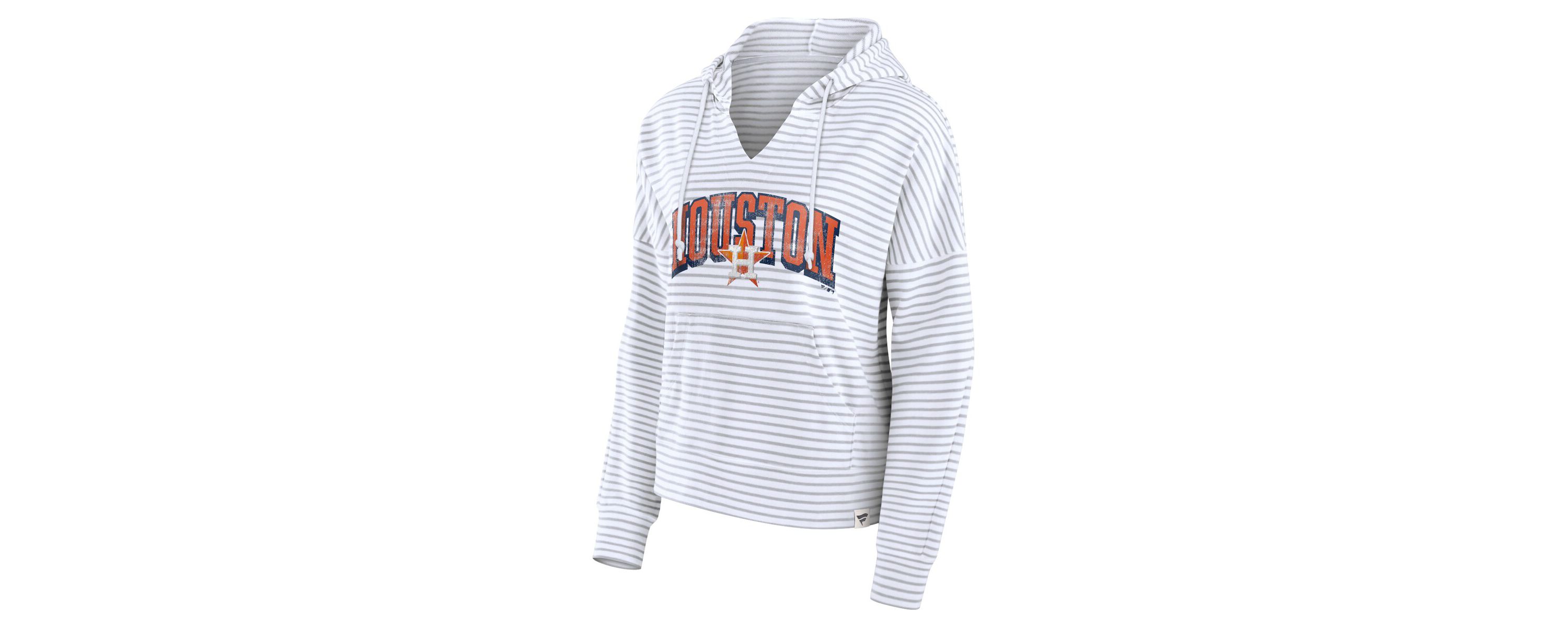 MLB Fanatics Houston Astros Striped Fundamentals Notch Neck Pullover Hoodie