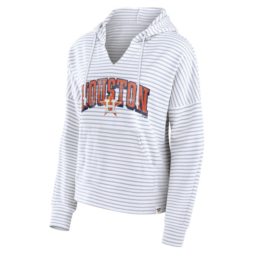 MLB Fanatics Houston Astros Striped Fundamentals Notch Neck Pullover Hoodie